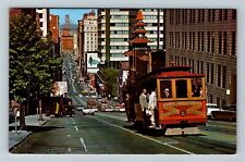 San Francisco CA-California, Cable Car, Classic Cars, CA Street Vintage Postcard picture
