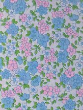 VTG Cotton Floral Print Fabric 3.3 Yds Blue Pink 2 Pieces Light Weight Summer picture