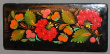 VINTAGE RUSSIAN HAND PAINTED FLOWERS LACQUER WOOD BOX picture
