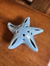 Ceramic Starfish Blue figurine Nautical Beach Ocean Decor 6” Perforated picture