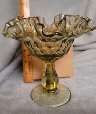 Vintage green ruffled footed candy dish picture