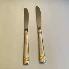 Vintage Lot of 2 REED & BARTON Fanfare Gold Modern Solid Knife 1996 18/8 picture