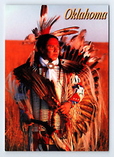 Vintage Oklahoma postcard 4 1/8 x 5 7/8 Native American color unposted picture