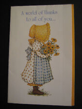 UNUSED 1981 vintage greeting card HOLLY HOBBIE THANK YOU Prairie Girl w/ Daisies picture