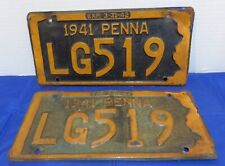 1941 PENNSYLVANIA PASSENGER LICENSE PLATES LG519 PA 41 READY TO BE RESTORED picture