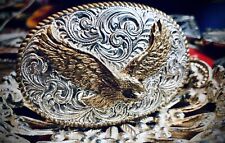 Crumrine El Arturo American South Western Belt Buckle Eagle Silver Plated picture