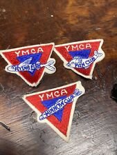 (3) Vintage 1950s YMCA FISH CLUB PATCH LOT Youth Triangle Camp VARIATIONS  picture