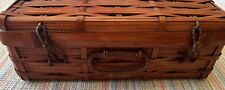 Vintage Handmade Bamboo Woven Suitcase Briefcase Basket Bag picture