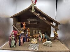 Vtg Sears 14Pc Nativity Set 97904 Stable & Music Box Made Italy Christmas W/ Box picture