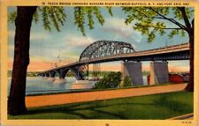 vintage Postcard Fort Erie Ontario Peace Bridge Crossing Niagara River 1948 3c picture