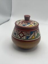 Peruvian Folk Art Red Clay Hand Painted Trinket Bowl Pot Llamas Fast Ship 🔥🦙 picture