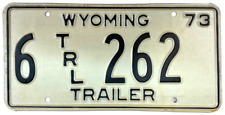 Wyoming 1973 License Plate Vintage Trailer Tag Carbon Co Cave Collector Decor picture