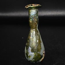Intact Ancient Roman Glass Flask Vial with Iridescent Patina Ca. 2nd Century AD picture