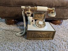 Vintage DECO-TEL French Victorian Style Ivory & Gold Rotary Dial Phone picture