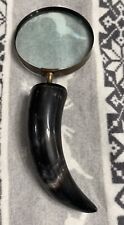 Vintage Large Magnifying Glass With Curved Horn Handle picture