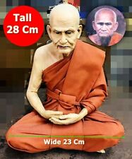 Lifelike Wax Statue Lp Ngern WatBangKan Meditation 28cm Peace Thai Amulet #15333 picture