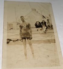 Rare Antique American Asbury Park Beach Hunk Snapshot Photo New Jersey C.1920s picture