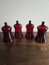 Set Of 4 Vintage Ruby Red Home Interior Peg Candle/Votive Glass Globes picture
