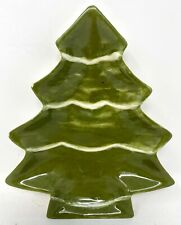 Vintage 1976 Green Christmas Tree Candy Serving Dish Tray Signed Alicia Caudillo picture