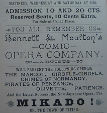 1900 ca. Advert. 4''x5.5'' card *Bennett & Moulton's -Comic- Opera Company* picture