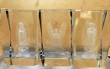 Clear Crystal Glass Cubes 3D Laser Etched Religious Angels & Mary 3
