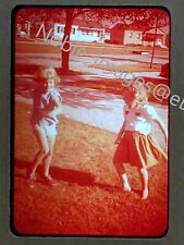 1957 Young Girls Playing Front Yard Ektachrome 35mm Slide picture
