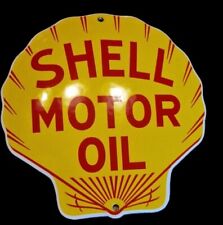 PORCELIAN SHELL MOTOR OIL ENAMEL SIGN SIZE 30X30 INCHES picture