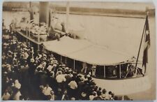 Vintage RPPC Real Photo Steamboat at Dock with Crowd Postcard Antique picture