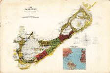 Bermuda Map of The Bermudas c1910 Postcard picture