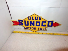 13 x 6 in BLUE SUNOCO MOTOR FUEL ADVERTISING SIGN HEAVY DIE CUT METAL  - S 216 F picture