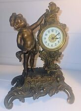 086 - Antique Cherub Statue Clock - Beautiful - Bronze finish picture