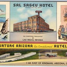 1938 Las Vegas, NV Sal Sagev Hotel El Trouatore Autel Court Multiview Teich A219 picture