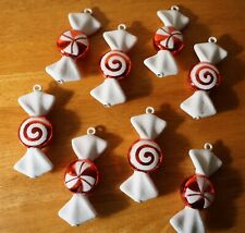 8 Candies Red & White Peppermint Candy Christmas Tree Ornaments Home Decor NEW picture