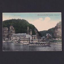 CZECHIA AUSTRIA, Postcard, Hrensko, Hotel Herrenhaus, Steamboat, Used picture