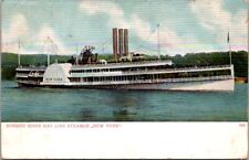 Ship Hudson River Day Line Steamer New York Vtg Postcard Double Postmarked 1907 picture
