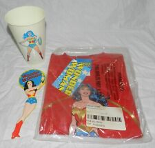 Lot of Vintage Wonder Woman Items - T-Shirt, Cup + Mirror picture