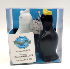 R&M International Black and White Porcelain Pie Bird Vents Set of 2 NEW in Box picture