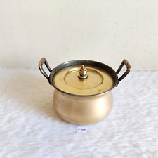 1940s Vintage Brass Cooking Pot With Lid Kitchen Decorative Collectible Old M988 picture