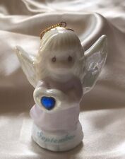 Vintage Precious Moments September Angel Blue Birthstone Heart 3.25” picture