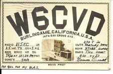 QSL 1938 Burlingame CA RPPC   radio card picture