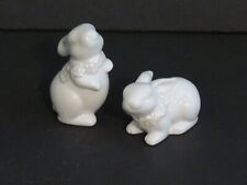 Sweet pair of ceramic White Bunny Rabbit Figurines, Easter or Shabby Chic decor picture