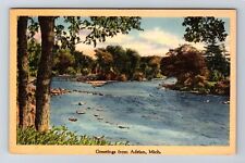 Adrian MI-Michigan, General Greetings, Scenic River View, Vintage Postcard picture