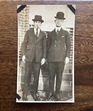 Stylish Young Men Round Glasses & Hats & Smoking Cigar Vintage Photo picture