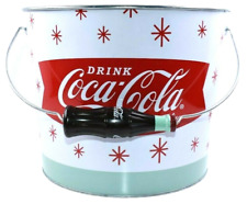 Coca Cola Metal Bucket With Coke bottle handle Galvanized Tin 2014 MWT picture