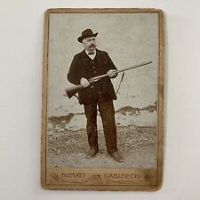 Antique Photograph Cabinet Card Handsome Mustached Italian Cowboy Gun Mafia picture