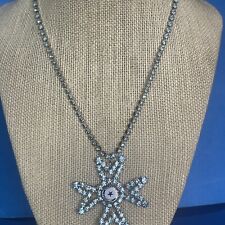 Vintage American Legion Auxiliary Blue Rhinestone Necklace Pendant N14 picture