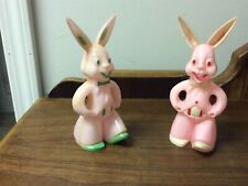 2 Vintage Rosbro Or Rosen Easter Bunnys Sucker Horders 5&1/2” Tall picture
