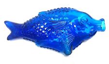 VTG Giunti Figli Italy Cobalt Blue Hand Blown ART Glass Fish Wine Bottle - 63BF picture