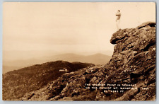 RPPC Postcard~ Man Standing On The Chin Mt. Mansfield~ Highest Point In Vermont picture