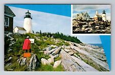 Pemaquid ME-Maine, Pemaquid Light, Antique Vintage Souvenir Postcard picture